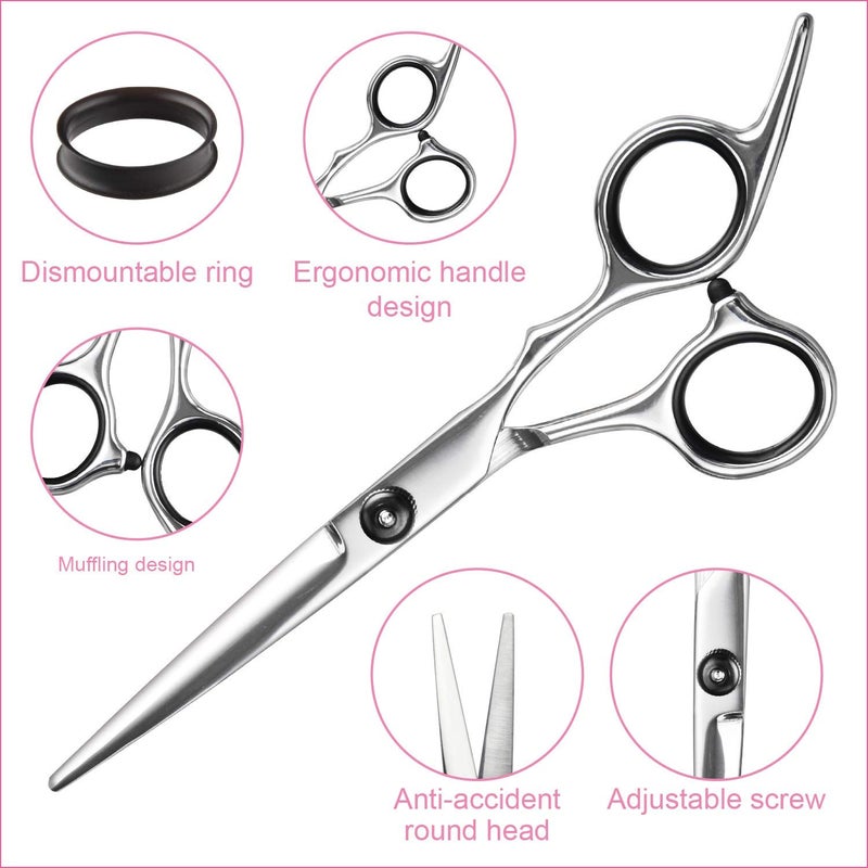 Fcysy Hair Cutting Scissors Thinning Shears- Fcysy Professional Barber Sharp Hair Scissors Hairdressing Shears Kit with Haircut Accessories in Leather Case for Cutting Styling Hair for Women Men Pet- 7 Pcs - Image 4